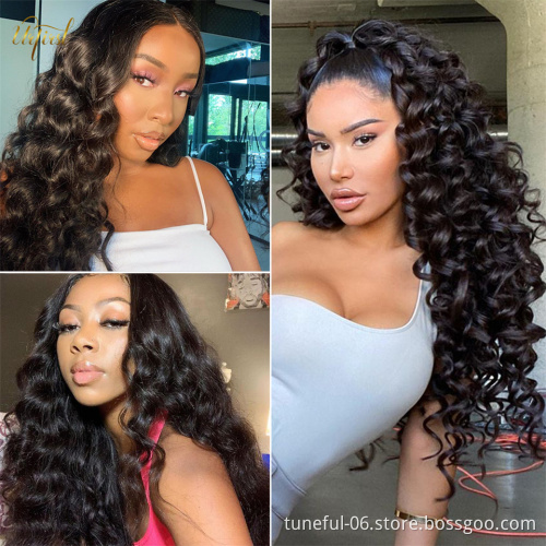 double drawn virgin brazilian hair wig 13x4 13x6 30 inch deep wave hd human hair lace frontal wig